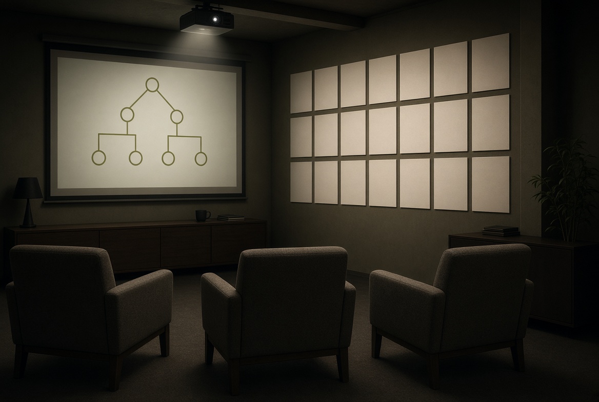 Briefing room with a decision tree